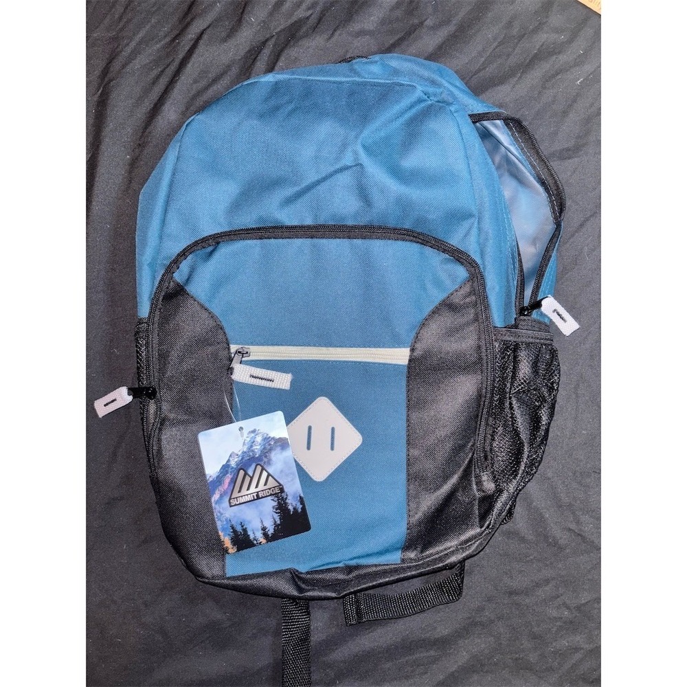 Summit Ridge Backpack Unisex L Blue Multi-Pocket Front Zip Mesh Sides outdoor